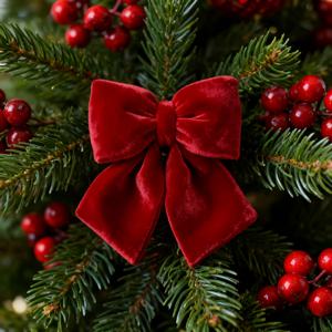 TEMU 대형 레드 벨벳 리본 크리스마스 트리 장식 | 크리스마스, 결혼식, 호텔 및 파티 장식에 이상적