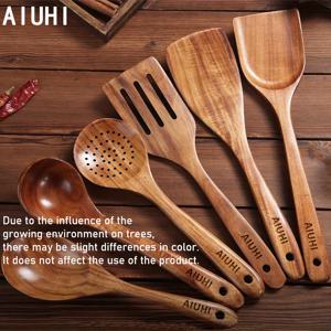 TEMU 나무 주방용품 및 스푼 6종 세트 - 편안한 그립감의 매끄러운 마감 논스틱 요리용 스푼, 수프, 볶음, 섞기용 나무 주걱 - 휴일 선물용으로 이상적 (크리스마스, 부활절, 어머니의 날)