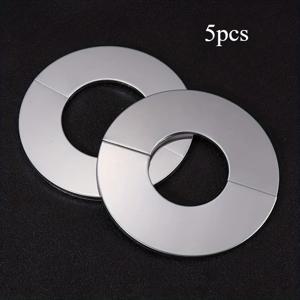 TEMU 5개 스테인리스 스틸 장식 커버, 201 등급, 에어컨 및 가스 온수기 파이프용 구멍이 있는 산업용 벽 장식용으로 설계됨, 쉬운 설치를 위한 분리형 디자인 - 현대적인 욕실 및 주방에 적합