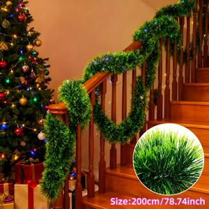 TEMU 4개 묶음 200cm 고급스러운 크리스마스 장식 가능 갈랜드 | 두꺼운 반짝이는 플라스틱 리본, 문 걸이, 크리스마스 트리, 계단 난간, 창문, 벽난로, 벽, 상점 창문, 호텔 및 쇼핑몰 파티 장면 설정