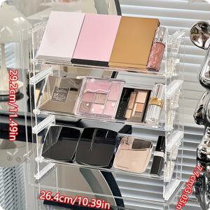 TEMU 1개 고급 데스크탑 디스플레이 박스 (화장품 보관용), 투명 정리 선반, 파운데이션, 아이섀도우 팔레트, 립스틱, 네일 폴리쉬 등에 적합, 메이크업 화장대 정리에 이상적