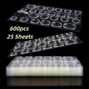 TEMU 600개/1200개 (25/50장) 양면 네일 탭 - 짧은 아몬드 모양 인조 네일, 강력 접착력, 방수 및 통기성 스티커, 손발용 쉬운 적용, 오래 지속되는 고정력 (네일 또는