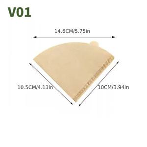 TEMU 100개 (100개) 천연 목재 펄프 V01 콘 커피 필터 - 일회용 종이 필터, 최소한의 오염 통과, 드립, 아메리칸 스타일 추출, 프렌치 프레스, 머신 및 사무실 사용 호환 -