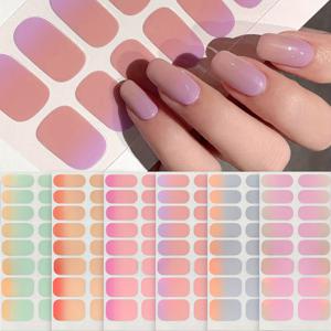 TEMU 6개 그라데이션 네일 스티커, 풀 커버리지 방수 - 여성용 오프 네일 아트 데칼, 자가 접착 네일 스티커, 사용하기 쉬움, 메이크업에 적합