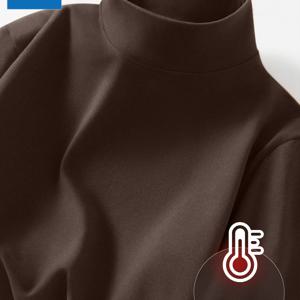 TEMU 여성용 스타일리시 다용도 하프 하이 칼라 가을/겨울 플리스 베이스 레이어, 핏 좋은 따뜻한 속옷, 빈티지 칼리지 스타일 레이어링 탑