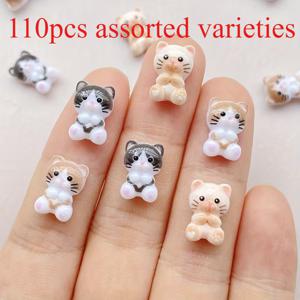 TEMU 45/110개 혼합 색상 레진 고양이 추가품, 도매, 네일 아트, 스크랩북, 웨딩 장식 및 공예에 적합, 얼굴 표정, 주얼리 제작, 네일 아트 및 창의 프로젝트에 매우 적합