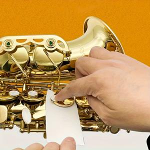 TEMU 100개 색소폰 패드 관리 흡수 용지, 클라리넷, 목관 악기, 더블 클라리넷 플루트 키 청소 흡수 용지, 클라리넷 관리, 목관 악기 관리, 천연 재료, 흡수성 재료, 클라리넷 관리에 적합|패드