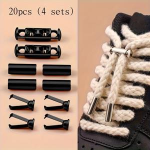 TEMU 20개 실버 & 블랙 스프링 버클 노타이 신발끈 잠금장치, 설치 불필요한 버튼 스타일 끈 잠금장치, 신발끈, 후드티, 재킷, 바지 및 케이블 정리용, 조절 가능한 금속 클립, 내구성 & 사용 편리성, DIY 공예 애호가를 위한 필수품, 후드티 조절기, 녹 방지 버클, 고품질 스프링, 노타이 신발끈 클립, 조절 가능한 패스너