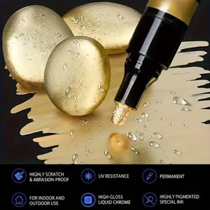 TEMU 실버/골드 | 크롬 미러 효과 마커 - 고광택, 미러 실버, 메탈릭 마감 - 빠른 건조, 방수, 오래 지속, 퇴색 방지. 카드, 포스터, 머그잔, 세라믹, 유리 공예에 적합. 다용도 표면, 다이아이티 공예, 수공예 필수품, 표면 마킹, 광택 필기, 방수 잉크, 내구성 마커, 고광택 잉크, 메탈릭 마감 펜, 공예 애호가용