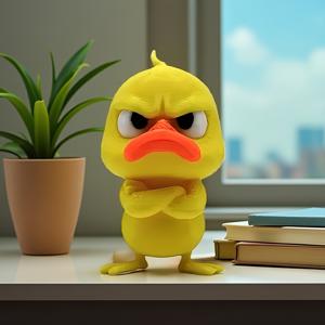 TEMU 화난 노란 오리 조각상 - 표정이 풍부하고 팔짱을 낀 재미있는 화난 오리 피규린, 사무실 장식용 플라스틱 탁상 수집품, 수집 또는 전시용으로 적합한 독특한 선물