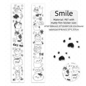 TEMU 1롤 귀여운 고양이 PET 테이프 - 발자국 & 고양이 얼굴 디자인 - 스크랩북, 다이어리, 플래너, 기기, 사무실 & 파티 장식용 - 쉽게 붙이고 떼는 접착 테이프