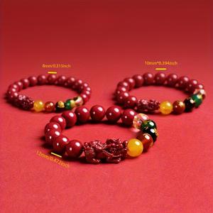 TEMU 5방향 부자 신진주 팔찌 | 부와 재산을 끌어오기, 마우스 해에 맞는 보라색 진주, 남녀공용, 스타일, 풍수학 신앙, 고품질 펜던트, 정교한 장인 정신, 데일리 및 파티용 비즈 팔찌|팔찌