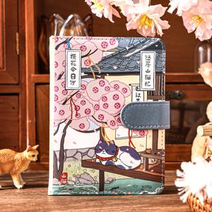 TEMU 일본식 고양이 다이어리 노트북 - 자석 잠금장치, 귀여운 핸드드레인 고양이 일러스트, 소프트 커버 & 컬러 코드 그리드 페이지, 저널링, 플래너용 - 휴대용 다이어리 (일본 만화 스타일) 224페이지