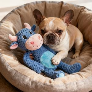 TEMU 펫 보컬/씹기 훈련용 플러시 장난감, 부드러운, 젖니 ناشون, 만화 캐릭터 모양, 세탁 가능! 내구성 있는 씹기용/삐걱거리는 소리 나는 장난감/사실적인 동물/인터랙티브 고양이 & 강아지 장난감, 이중층 복합 소재, 대형/중형/소형견용