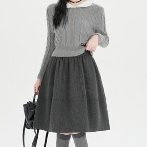 TEMU 2025 가을 겨울 신상 여성용 칼라지 플리츠 플리츠 미드 스커트 하이웨이스트 A라인 스커트