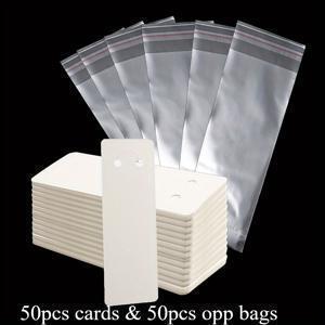 TEMU 50개 카드 & 50개 OPP 백 보석 포장 및 디스플레이 세트, DIY 키체인, 폰 체인 포장용 - 결혼식, 파티, 크리스마스, 새해 선물 가방에 적합