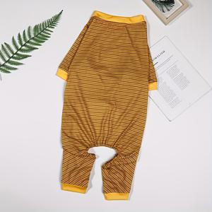 TEMU 줄무늬 강아지 점프수트, 편안한 홈웨어 애완동물 원시 바디수트, 애완동물 점프수트