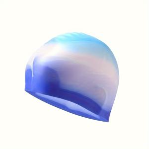 TEMU 타이 다이 아트 스타일 실리콘 수영 모자, 성인 및 청소년용 내구성 있는 실리콘 수영 모자 - 긴 머리 보호 및 높은 탄력성 제공