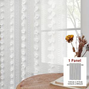 TEMU 1패널 프렌치 컨트리 화이트 쉬어 커튼 패널 - 로드 포켓, 빛 조절 프라이버시, 현대적인 프렌치 스타일, 대형 문 & 침실/거실용, 빛 효과적 필터링, 쉬운 설치, 패브릭