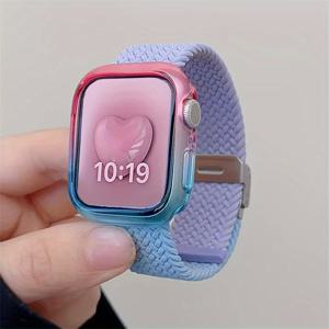 TEMU Y2K 귀여운 그라데이션 컬러 체인지 나일론 케이스 & 스트랩 - 애플 워치 울트라 2/49mm/45/44/41/40 & 시리즈 9/8/SE/7/6 스마트워치 호환 - 코레아 밴드 커버, 워치 밴드