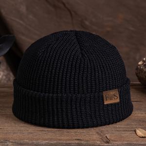 TEMU FS 패브릭 라벨 니트 모자 남녀 공용, 스타일리시한 아웃도어 비니, 힙합 트렌디 모자