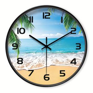 TEMU 1 여름 해변 벽시계, 파란 하늘과 바다 패턴 디자인, 무소음 쿼츠 시계, 거실 침실 장식용, 홈 오피스 , 크리스마스 새해 장식, 배터리 구동 (AA 배터리 미포함)