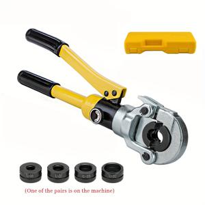 TEMU [4종 다이 포함 크림핑 툴 키트] 수동 PEX 튜브 크림핑 툴 세트, 수동 유압 플라이어, PEX 파이프 크림퍼 프레싱 플라이어, PEX/알루미늄-플라스틱 파이프용, 전문 설비 설치자용 프레스 라인 설치자 세트