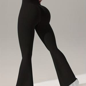 TEMU 여성용 하이 스트레치 플레어 레그 요가 팬츠 - 울트라 편안, 넓은 허리밴드, 신축성 있는 클로저, 세탁기 사용 가능 - 스포츠 및 액티브웨어에 이상적