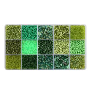 TEMU 15그리드 혼합 라운드 비드 튜브 비즈 유리 쌀 비즈 DIY 수제 액세서리 재료 초보자 세트