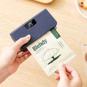 TEMU 1개 USB 내장형 1600mAh 배터리 포장기, 휴대용 무선 홈 스낵 밀봉기, 조절 가능한 6단계 속도 표시 및 타이머 & 완료 알림 소리, 절단 및 밀봉 이중 기능, 블루/화이트 옵션 – 캔디, 칩스, 초콜릿, 견과류 등 다양한 PVC 봉투 두께에 적합|타이머