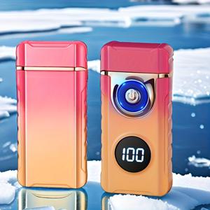 TEMU 신형 고출력 야외 방풍 더블 아크 라이터 LED 조명 무화염 전자식 휴대용 플라즈마 USB 충전식 전기 라이터 야외 생존용 남녀공용 고급 선물