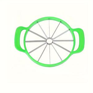 TEMU 스테인리스 스틸 수박 슬라이서 - 녹색 손잡이가 있는 사용하기 쉬운 수동 과일 커터, 가정 주방 및 레스토랑에 적합, 주방 가제트 | 원형 슬라이서 디자인 | 내구성 좋은 주방 도구