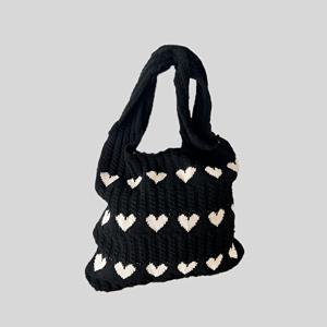 TEMU 새로운 니트 백, 하트형 여성 핸드백, 고급스러운 니트 토트백과 쇼핑용 숄더백