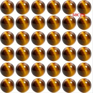 TEMU 50개 천연 스톤 비즈 8mm 타이거 아이 라운드 구슬, 구멍 사이즈 1mm DIY 목걸이 팔찌 귀걸이 액세서리 만들기용 (타이거 아이 스톤, 8mm)
