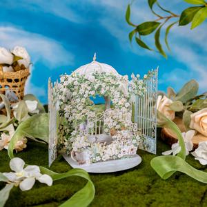 TEMU 우아한 화이트 로즈 가든 팝업 카드 (녹색 리본 포함) - 결혼식, 생일, 기념일 또는 사랑하는 사람을 위한 건강 상자 선물, 엄마, 선생님, 할머니를 위한 완벽한 선물 – 봄의 장미와 백합 디자인, 세련된 꽃무늬 패턴 | 평화로운 분위기 카드