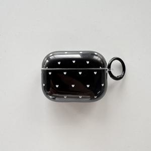 TEMU 세련되고 아름다운 하트 모양 핑크 & 블랙 단색 보호 케이스 (헤드폰용), 블랙 원형 펜던트 장식, AirPods 1, 2, 3, 4, Pro, Pro2 호환