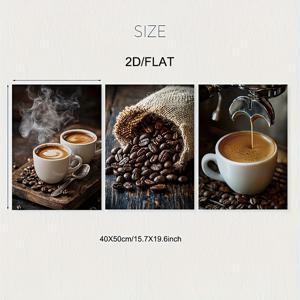 TEMU 고품질 커피 캔버스 프린팅 포스터 3종 세트, 이탈리아 코피 아르데코 그림, 커피 바 갤러리 벽걸이 예술, 모던 커피 빈 벽 장식, 액자 없는 캔버스 포스터, 스터디룸/침실 복도 아르데코 그림|커피