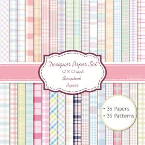 TEMU 36장 12x12인치 스크랩북 종이 패드 - 독특한 캔디 컬러 그리드 패턴, 카드스톡 DIY 카드 만들기용, 스크랩북킹 및 장식 배경지, 생동감 있는 공예 용품, 스크랩북 재료