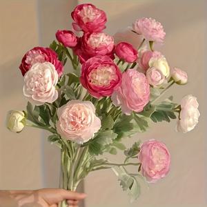 TEMU 줄기 포함 인공 오스틴 장미 부케 5개 세트 - 항산화 처리된 리얼리스틱 핑크 & 멀티컬러 인조 꽃, 홈 오피스 , 결혼식, 생일, 신부 샤워용 - 내구성 있는 장수명 플로랄 아레인지먼트