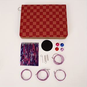 TEMU 바이올렛 교체 가능한 원형 뜨개질 바늘 세트 - 인조 가죽 핸드백 포장, 길이 10cm, 스웨터 DIY 공예용 알루미늄 뜨개질 바늘 9쌍 (3.0mm-6.0mm)