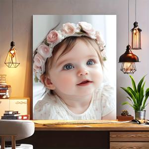 TEMU 1개 12x16인치 베이비/남성 수채화 초상화 액자 - 아트, 소프트 파스텔 벽 장식, 생일 선물, 핸드페인팅 스타일 (캔버스), 2D 플랫