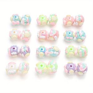 TEMU 10pcs 캔디 컬러 - 헤비 크래프트 아크릴 크림 글루 핸드 페인팅 비즈 - 가방 체인 메이킹 장식 비즈, 휴일 선물 만들기에 매우 적합합니다.