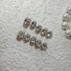 TEMU 10개/세트 반짝이는 라인스톤이 있는 투명 광택 프레스온 네일 - 여성용 발레 형태 짧은 인조 손톱, 캐주얼 복장 또는 특별한 행사용 럭셔리 글램 아크릴 네일 아트, 네일 액세서리, 패션 액세서리, 진주 같은 마감