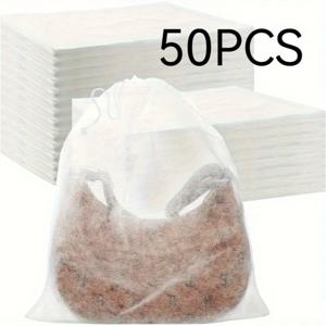 TEMU 50/100개 직사각형 부직포 먼지 봉투 (드로스트링 잠금 방식), 핸드백, 신발, 여행 및 가정 옷장 정리, 포장 및 보관 등 다양한 용도에 적합