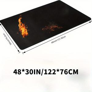 TEMU 60*40/48*30/23.6인치 바베큐 그릴 매트 - 양면 방화 보호대, 야외 그릴, 실내 벽난로 및 화로에 적합 - 내구성 있는 유리 섬유 플라스틱, 세척 용이, 바베큐 용품 | 방화 그릴 매트, 그릴 용품