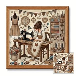 TEMU 1개 무테 40x40cm/15.7x15.7인치 11CT/14CT 프린트 크로스 스티치 DIY 키트, 성인을 위한 쉬운 DIY 크로스 스티치 키트, 인쇄 캔버스, 바늘, 실, 도안 및 설명서 포함, 집과 사무실을 위한 아름다운 수제 벽 장식, 친구와 가족에게 선물하기 적합