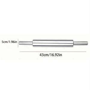 TEMU SHAON 스테인리스 스틸 롤링핀 - 미끄럼 방지 핸들 포함 - 전문가용 반죽 롤러 - 내구성 좋은 수동 누들 프레스 | 피자, 쿠키, 페이스트리, 파스타에 적합 | 세척이 쉬운 가정용 베이킹 도구, 크리스마스 및 할로윈 선물