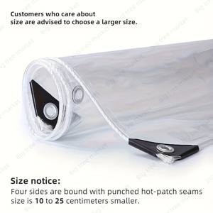 TEMU 1개 두꺼운 투명 방수 타포린, PVC 방풍 천 및 밀봉 링 포함, 바람, 비, 먼지 및 눈에 강함, 야외 정원, 파티오, 닭장, 현관 및 기타 시나리오를 덮는 데 적합