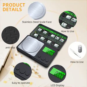 TEMU 100g/0.001g 고정밀 전자 보석 저울, 타레 기능 및 단일 터치 제로 - 4개 핀셋, 무게대 & 플랫폼 포함 - 컴팩트 휴대용 밸런스 (배터리 미포함), 골드, 실험실, 공예용, 사용자 친화적 , 견고한 구조