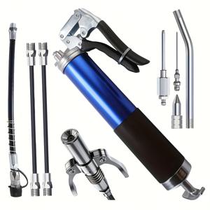 TEMU 8000 PSI 압력의 전문가용 그리스 건 키트 (14 Oz , 18인치 플렉시블 호스, 커플러 2개, 고경도 연장 튜브 2개, 효과적인 윤활을 위한 노즐 포함)